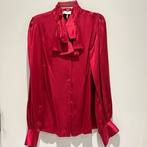 💖 Stunning pure silk blouse / shirt with unique details and rich colour